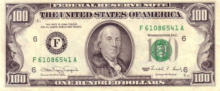 US_$100_1990_Federal_Reserve_Note_Obverse